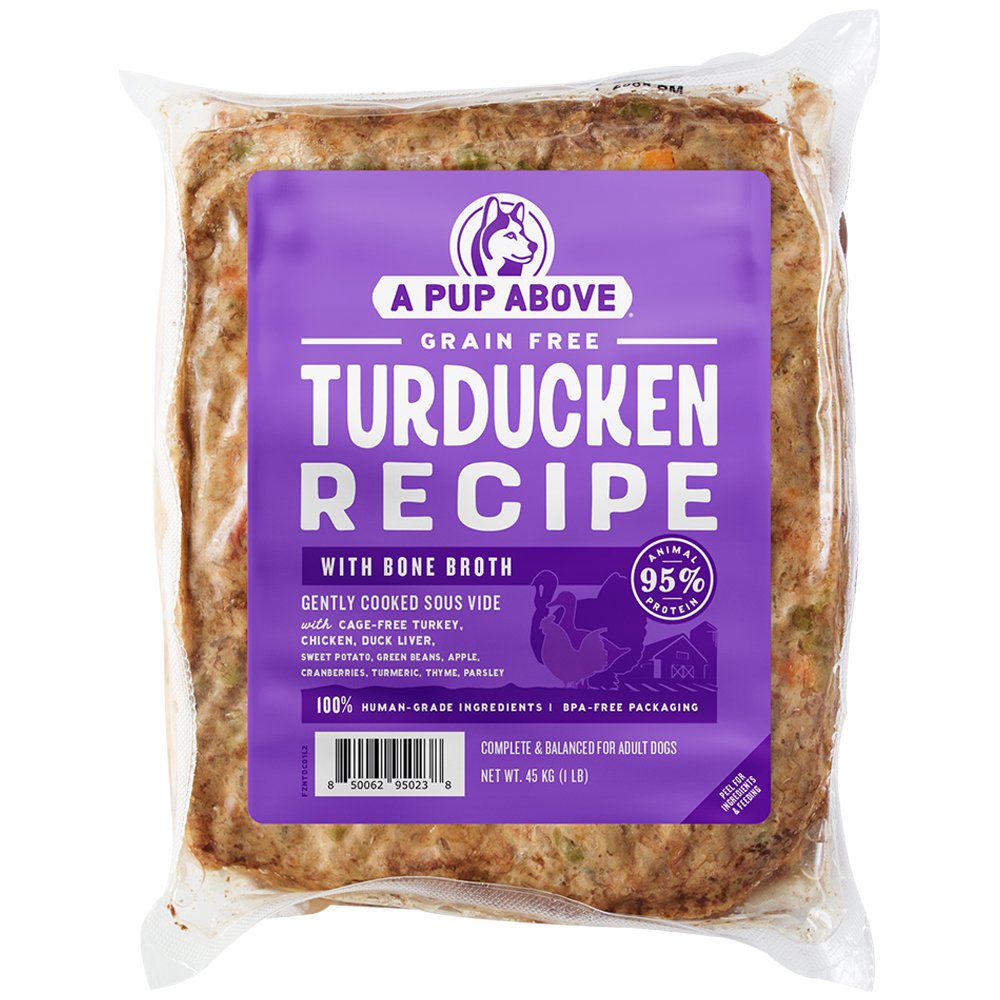 A Pup Above Gently Cooked Grain Free Turducken Recipe w/ Bone Broth Frozen Dog Food