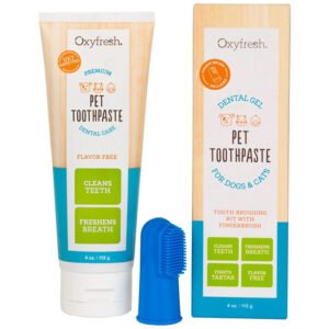Oxyfresh Dental Gel Pet Toothpaste for Dogs & Cats Tooth Brushing Kit w/ Finger Brush