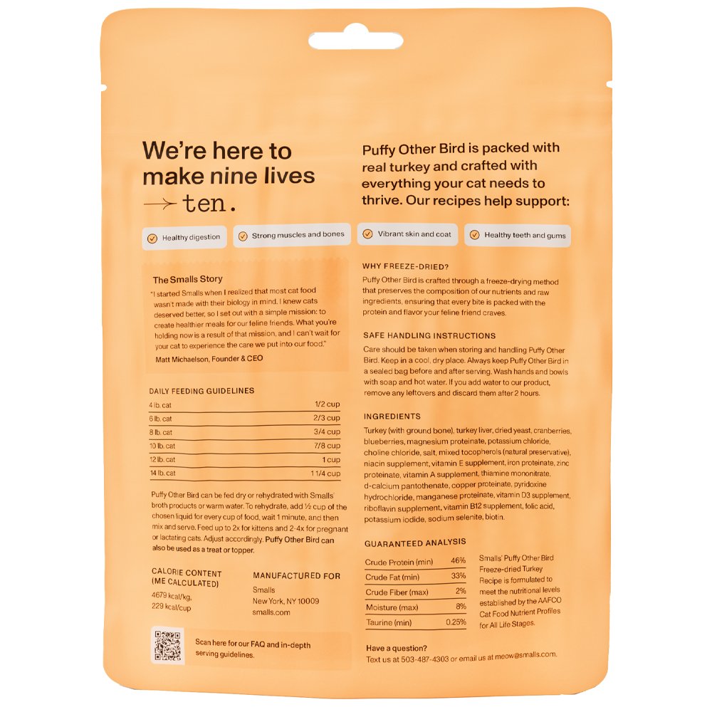 Smalls Freeze-Dried Puffy Other Bird Turkey Recipe Cat Food - Image 2