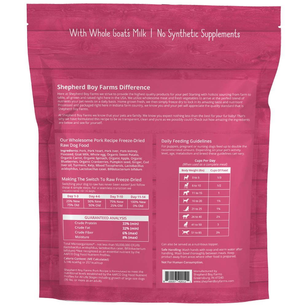 Shepherd Boy Farms Pork Recipe Freeze-Dried Raw Dog Food - Image 3