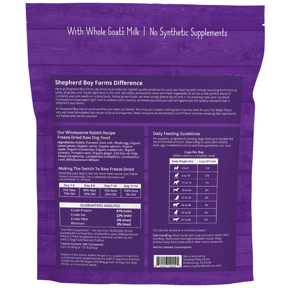 Shepherd Boy Farms Rabbit Recipe Freeze-Dried Raw Dog Food - Image 3