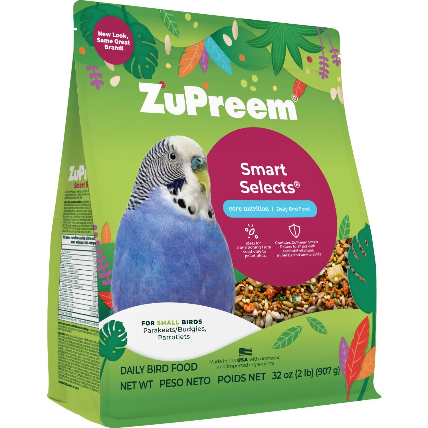 Zupreem Smart Selects Parakeets Bird Food, 2-Lb