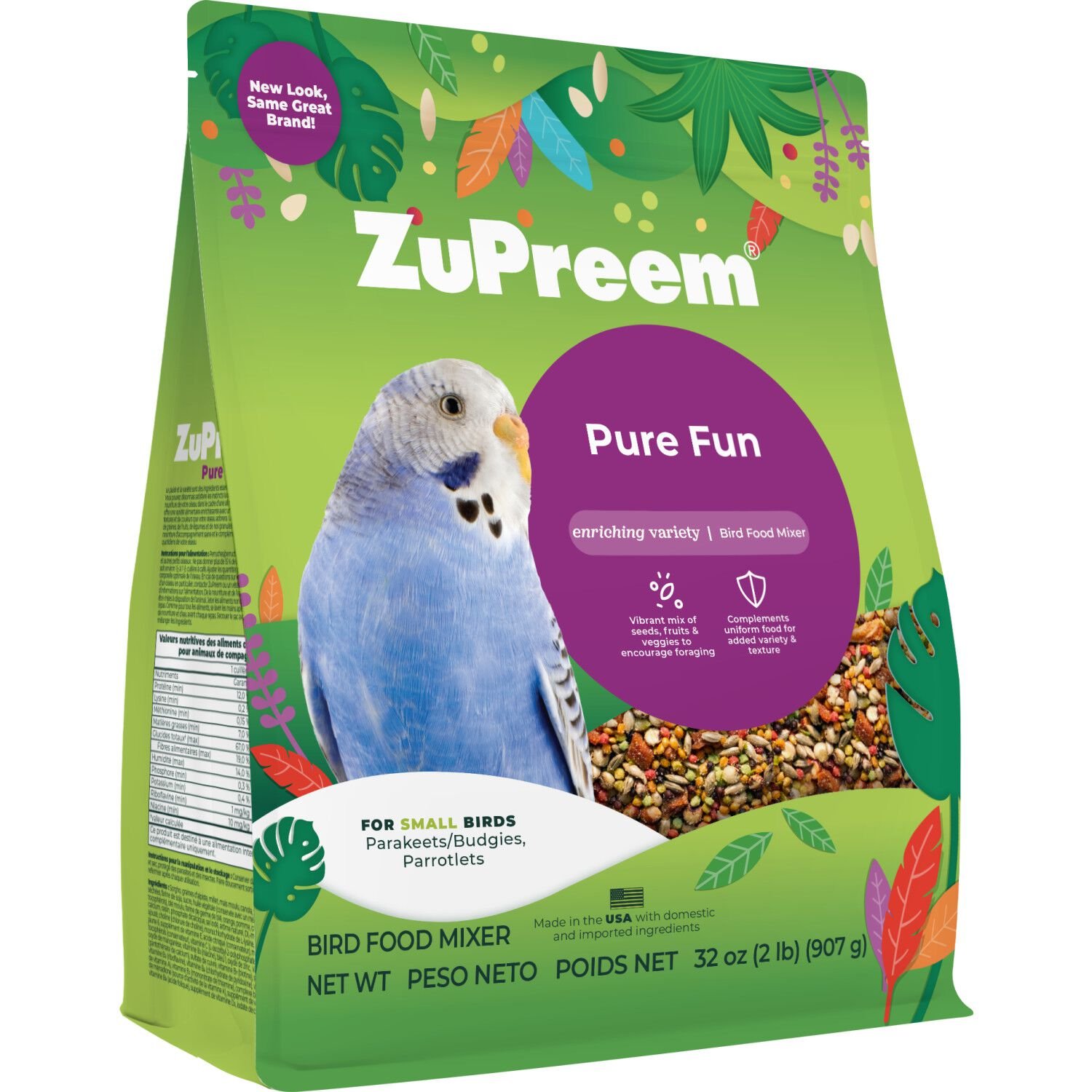 Zupreem Pure Fun For Small Birds Bird Food, 2-Lb