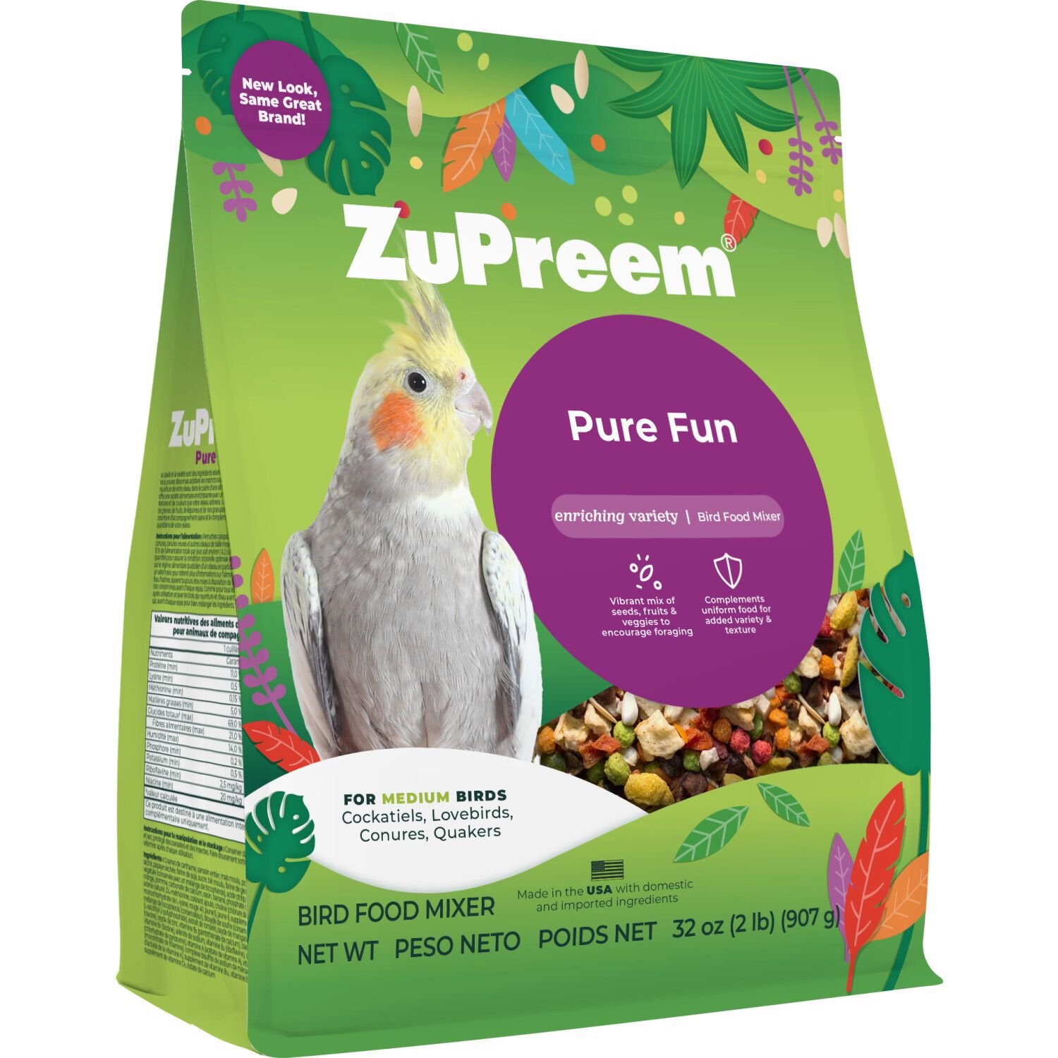 Zupreem Pure Fun For Medium Birds Bird Food, 2-Lb
