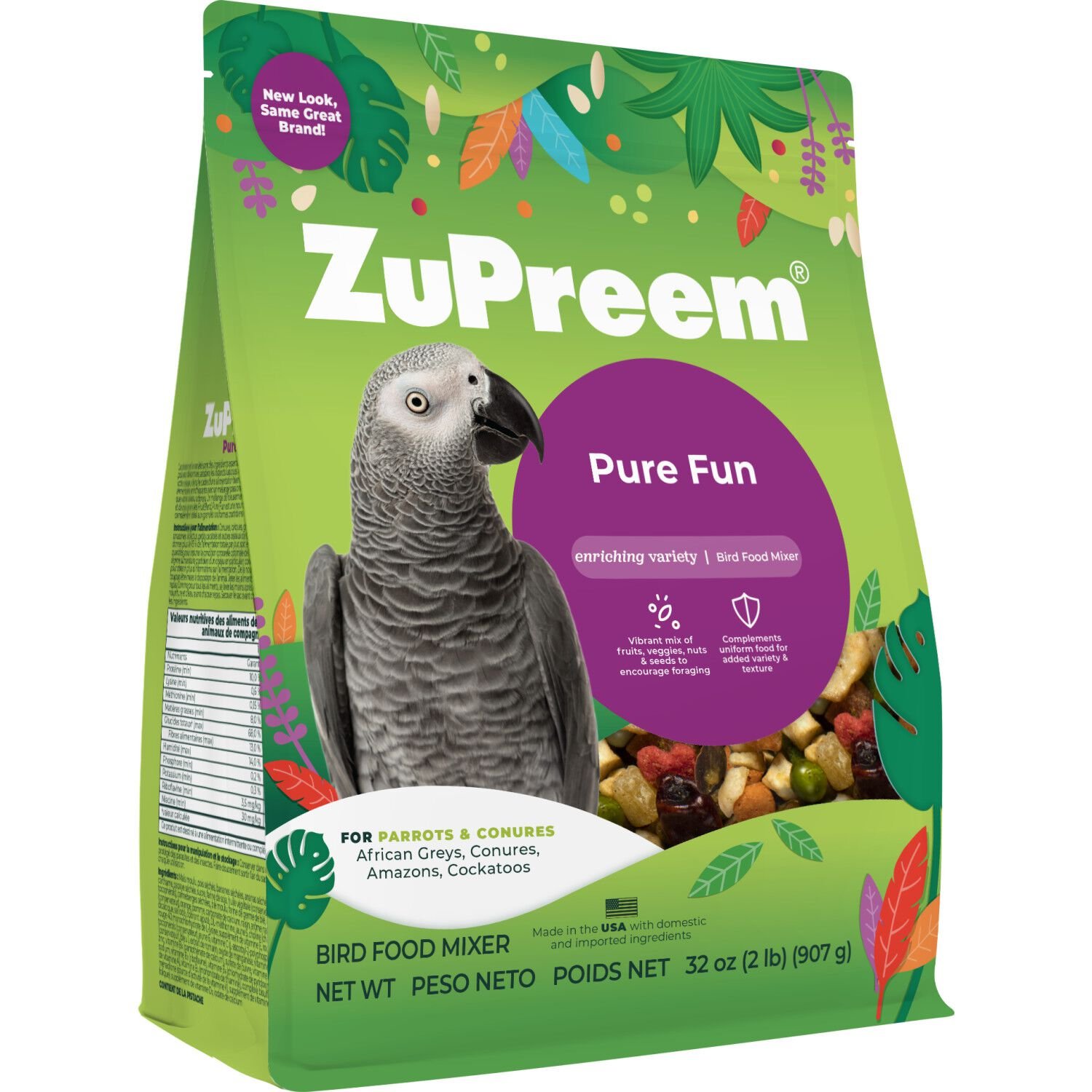 Zupreem Pure Fun Bird Food For Parrots & Conures, 2-Lb