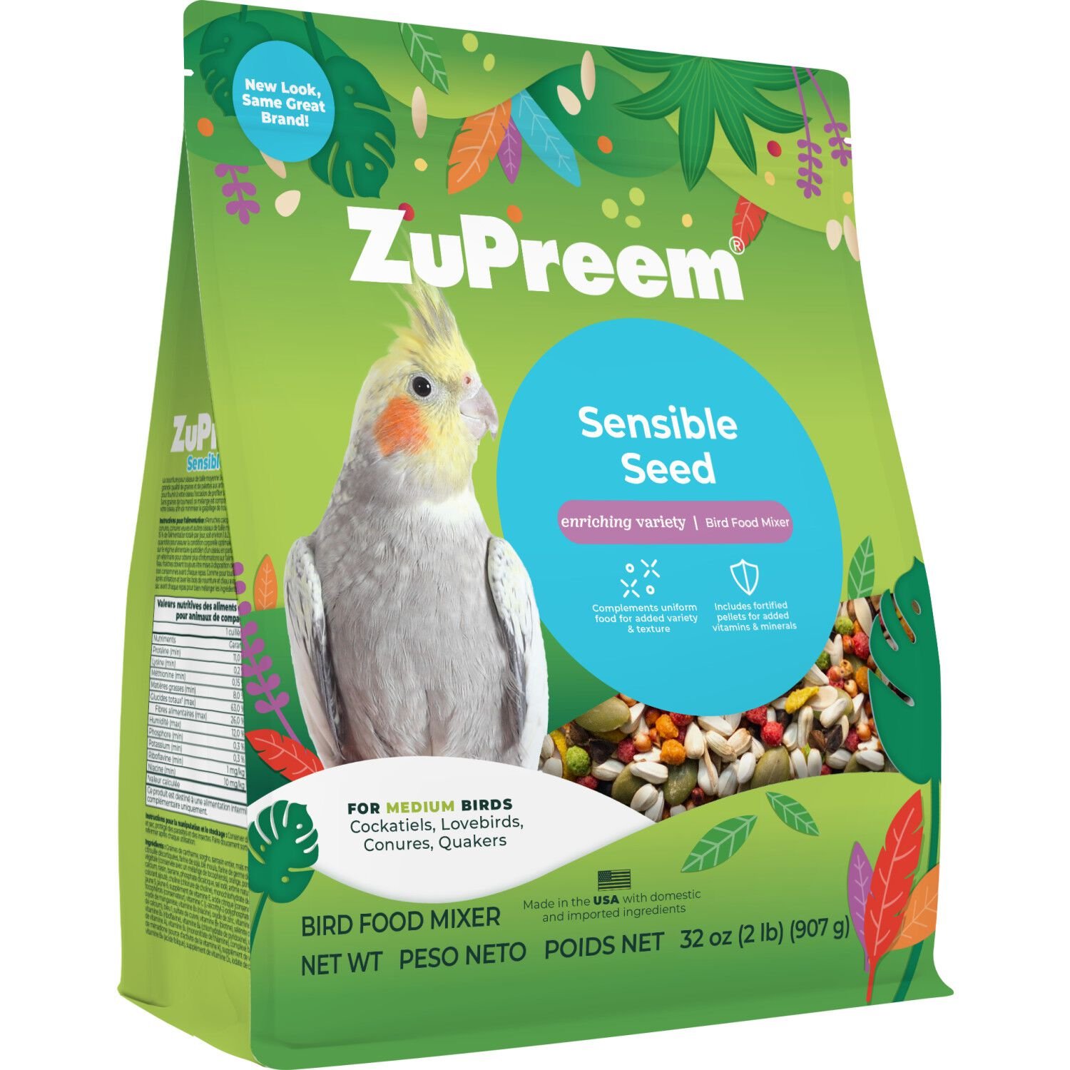 Zupreem Sensible Seed Bird Food For Medium Birds, 2-Lb