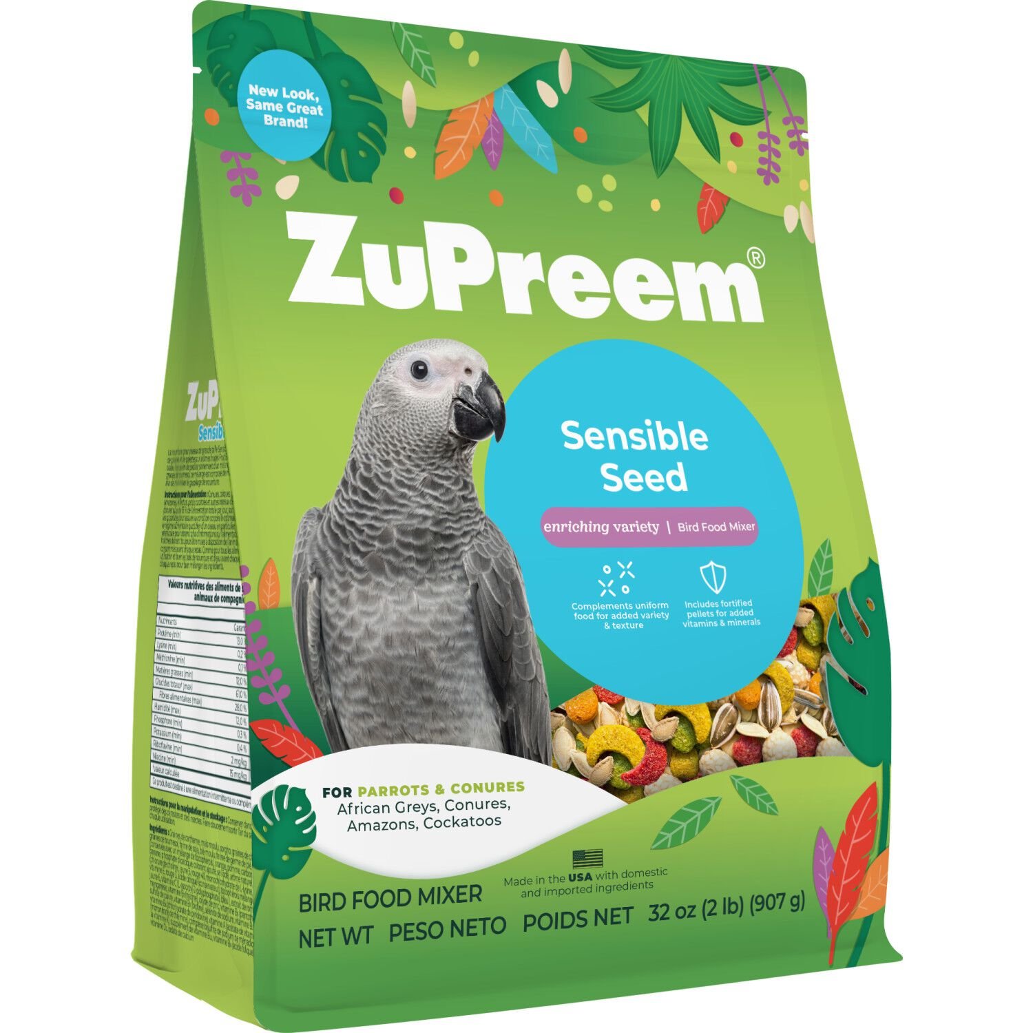 Zupreem Sensible Seed Bird Food For Parrots & Conures, 2-Lb