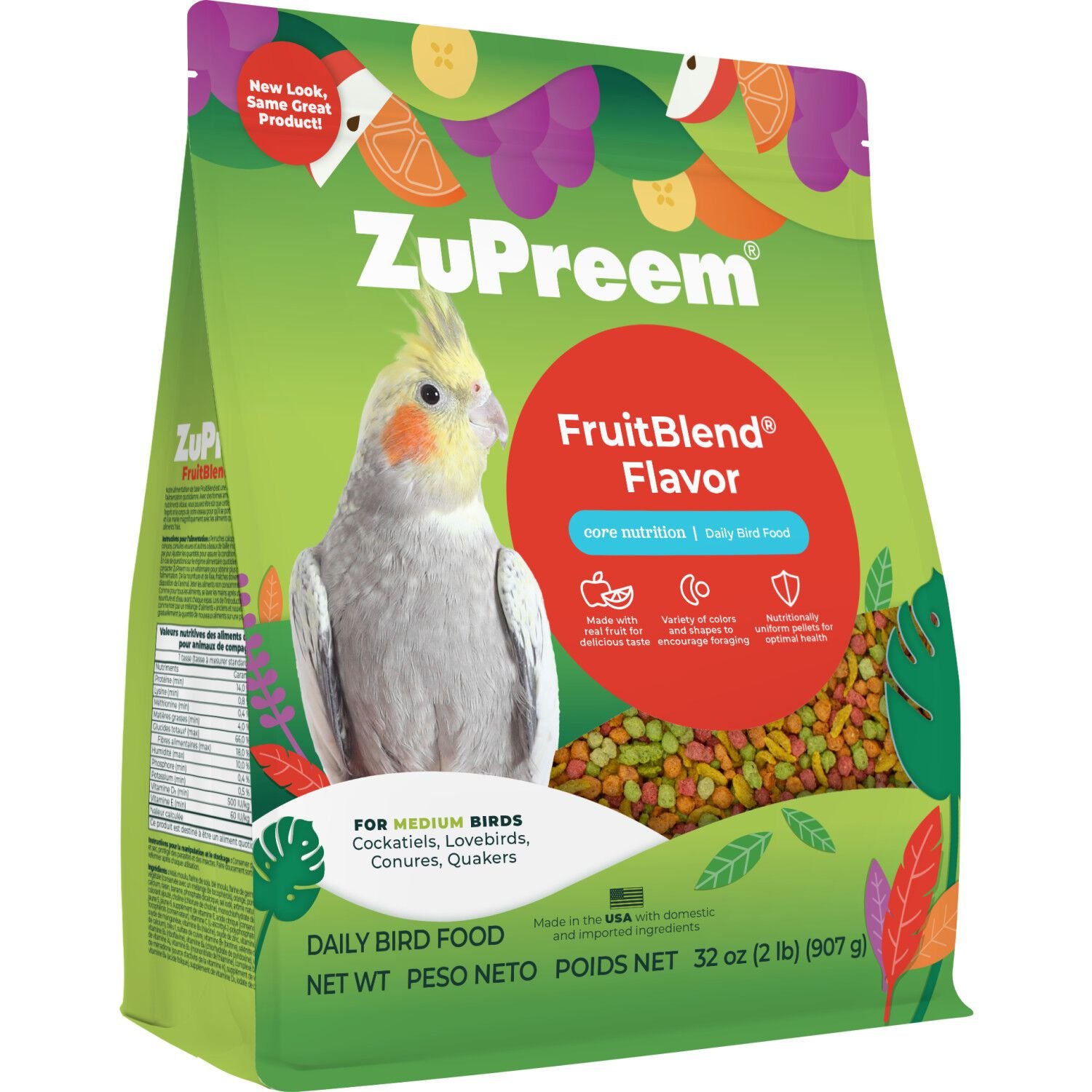 Zupreem Fruitblend Flavor With Natural Flavors Bird Food For Medium Birds, 2-Lb