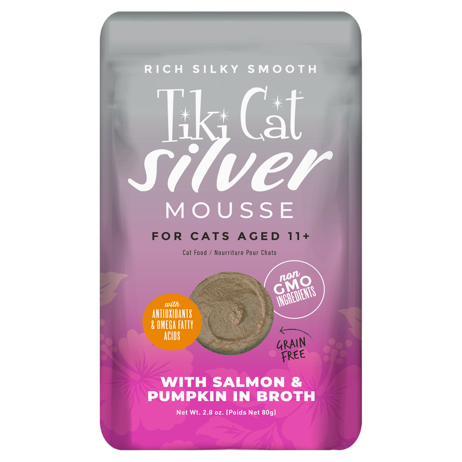 Tiki Cat Velvet Mousse w/ Salmon & Pumpkin in Broth Senior Wet Cat Food