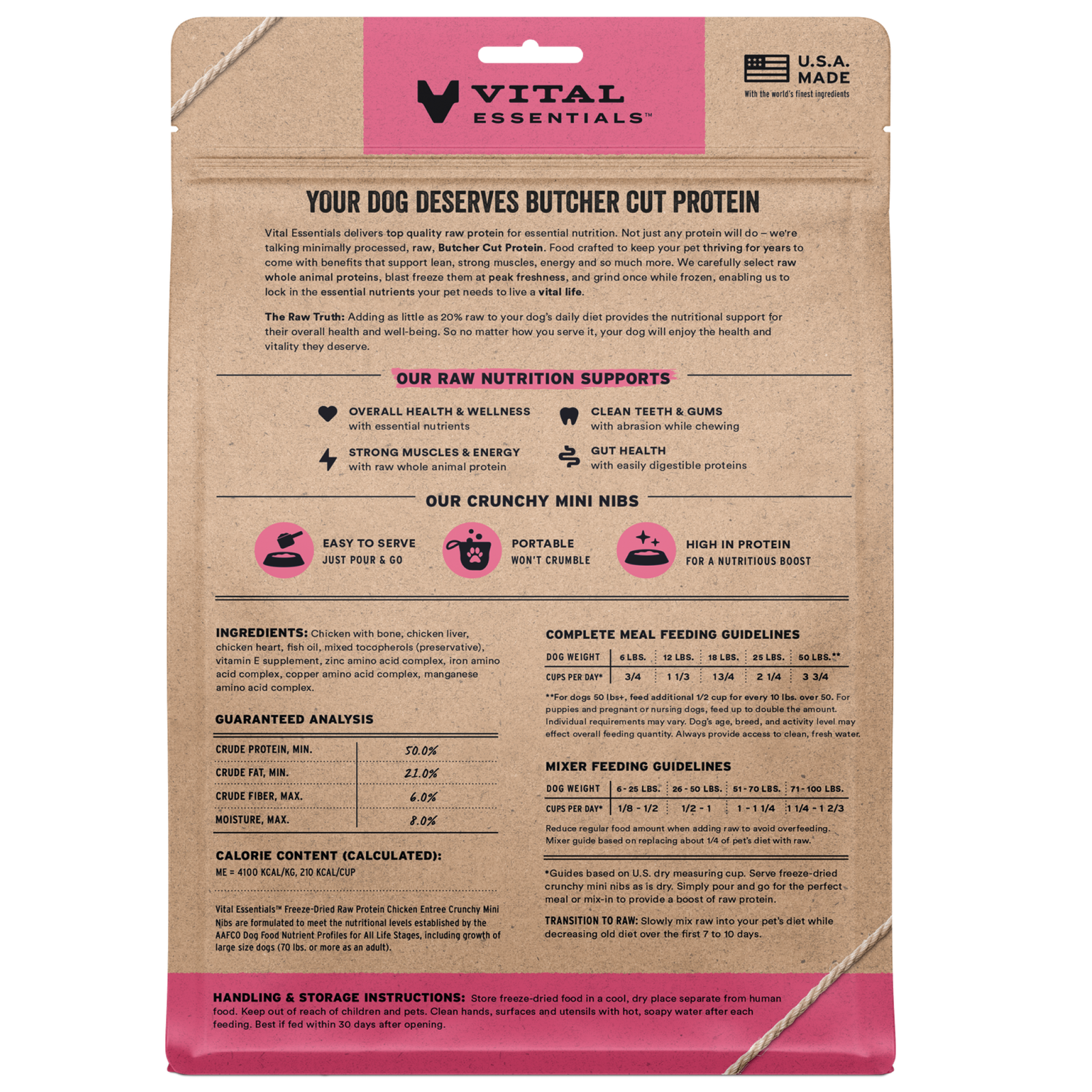 Vital Essentials Freeze-Dried Raw Chicken Entrée Crunchy Mini Nibs Dog Food - Image 2