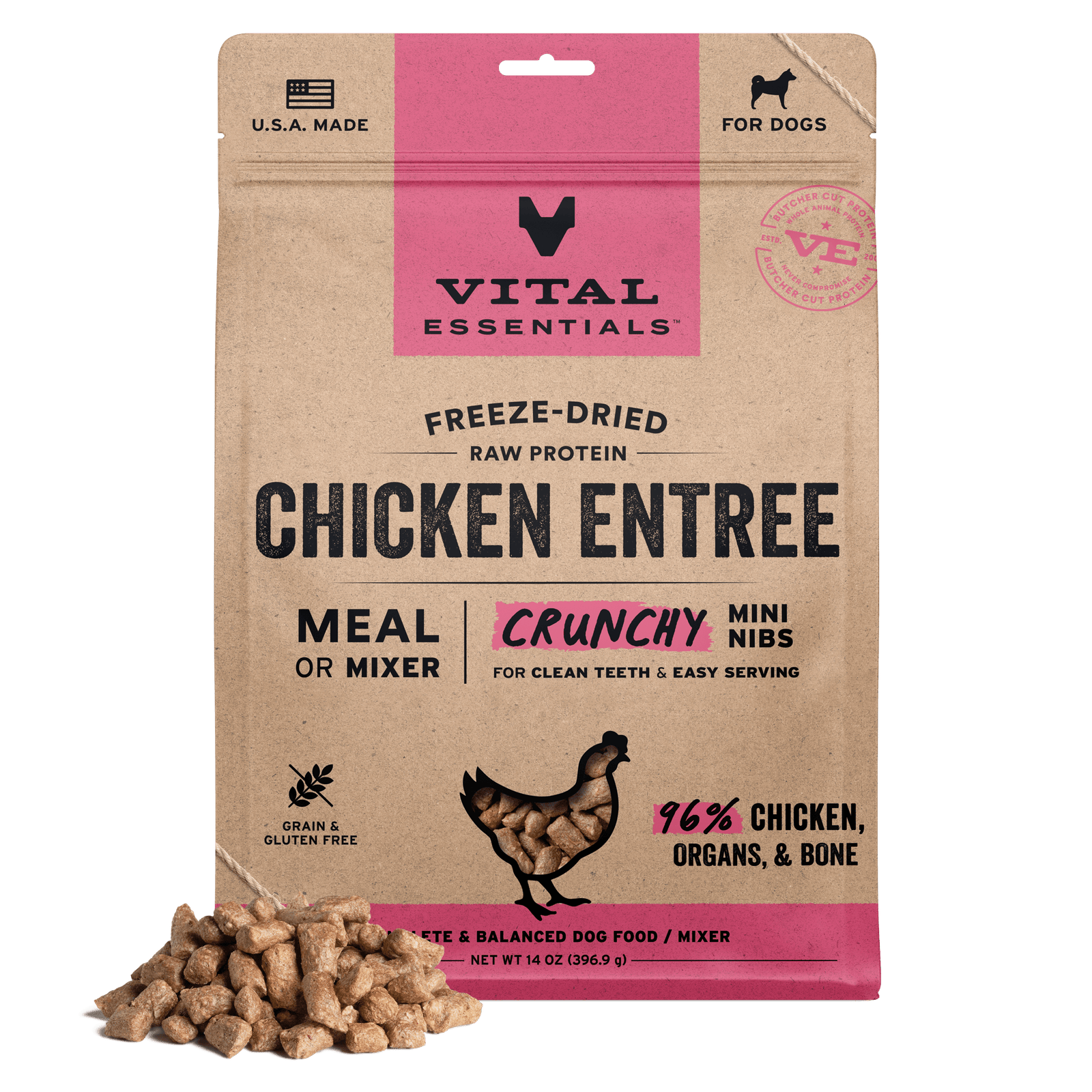 Vital Essentials Freeze-Dried Raw Chicken Entrée Crunchy Mini Nibs Dog Food