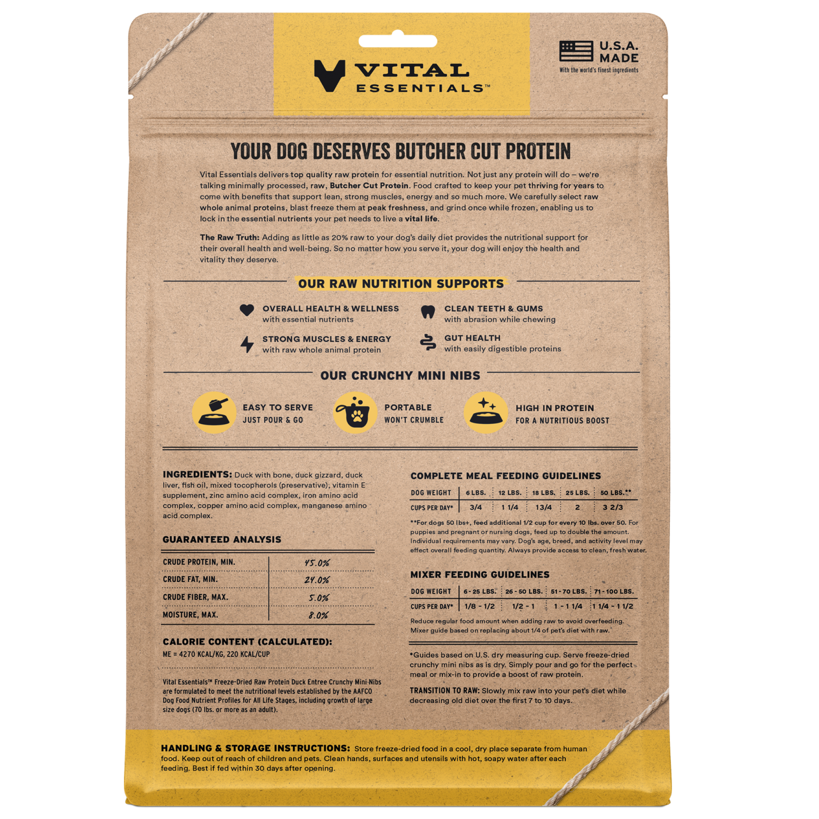 Vital Essentials Freeze-Dried Raw Duck Entrée Crunchy Mini Nibs Dog Food - Image 2