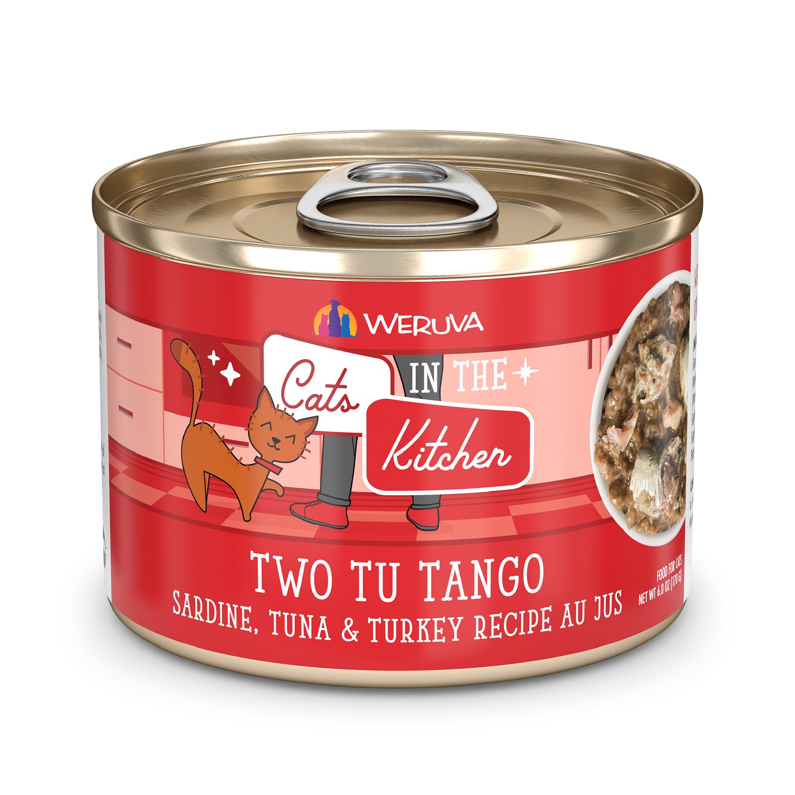 Weruva Cats in the Kitchen Two Tu Tango Sardine, Tuna & Turkey Recipe Au Jus Canned Cat Food - Image 3