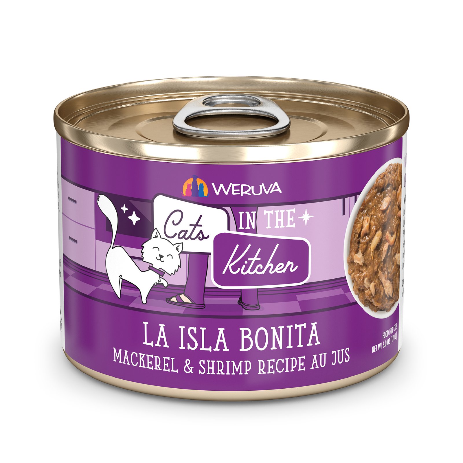 Weruva Cats in the Kitchen La Isla Bonita Mackerel & Shrimp Recipe Au Jus Canned Cat Food - Image 3