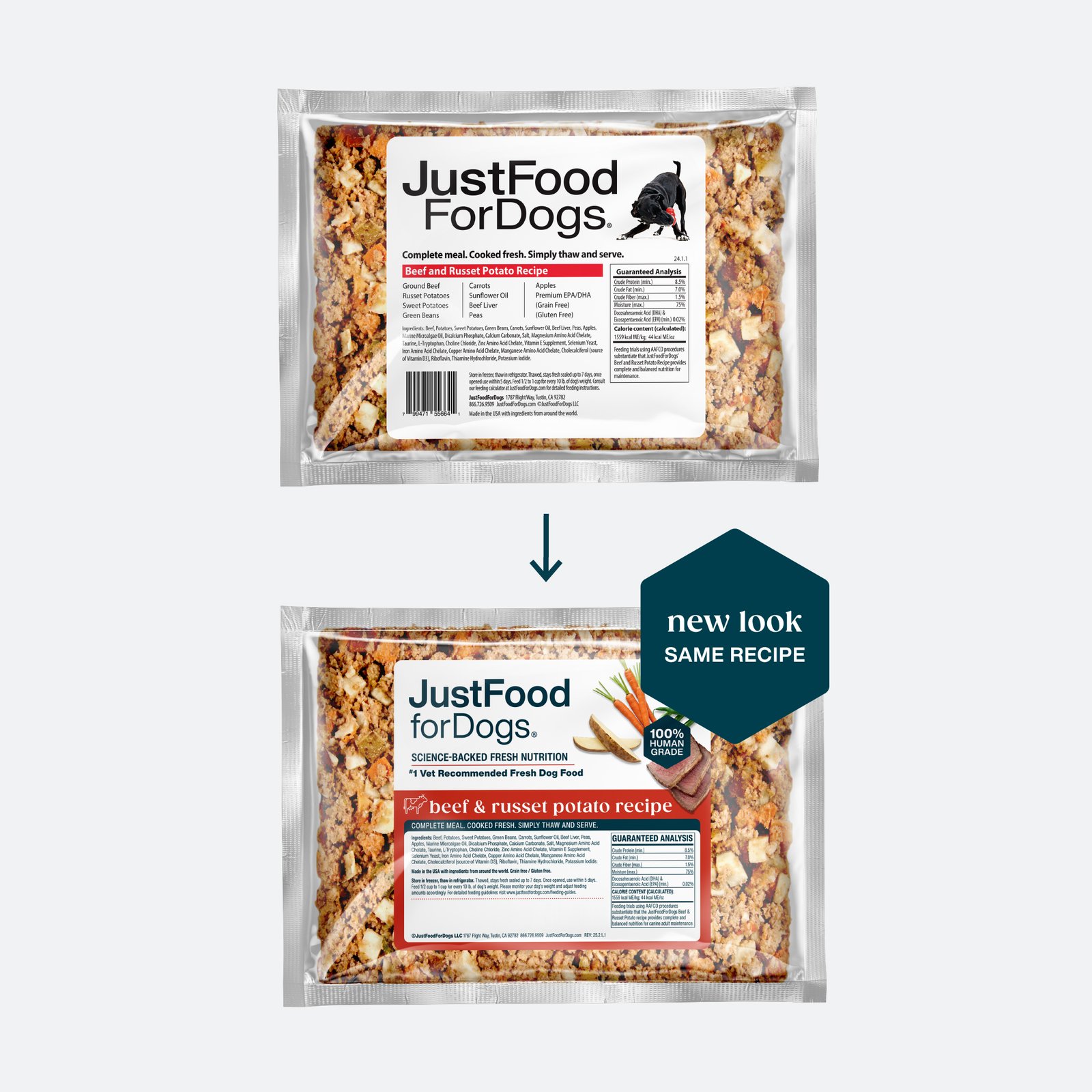 JustFoodforDogs Beef & Russet Potato Recipe Frozen Cooked Dog Food - Image 3