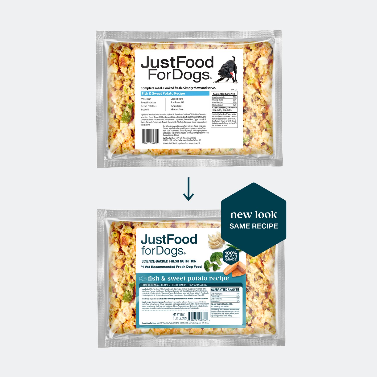 JustFoodforDogs Fish & Sweet Potato Recipe Frozen Cooked Dog Food - Image 3