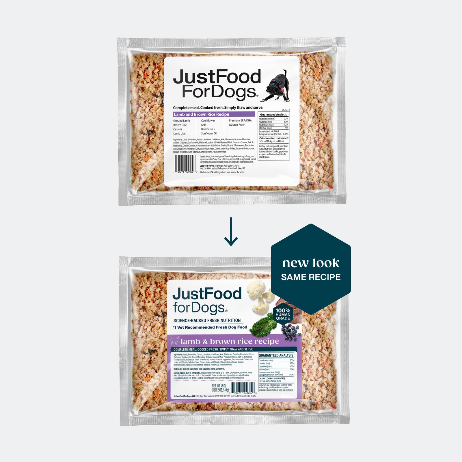 JustFoodforDogs Lamb & Brown Rice Recipe Frozen Cooked Dog Food - Image 3