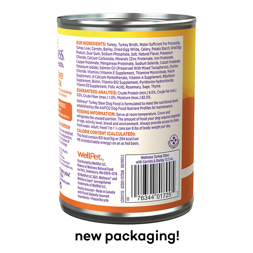 Wellness Complete Health Turkey Stew w/ Carrots & Barley In Savory Gravy Canned Dog Food - Image 2