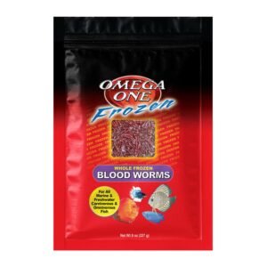 Omega One Whole Frozen Bloodworm Fish Food, 16-Oz