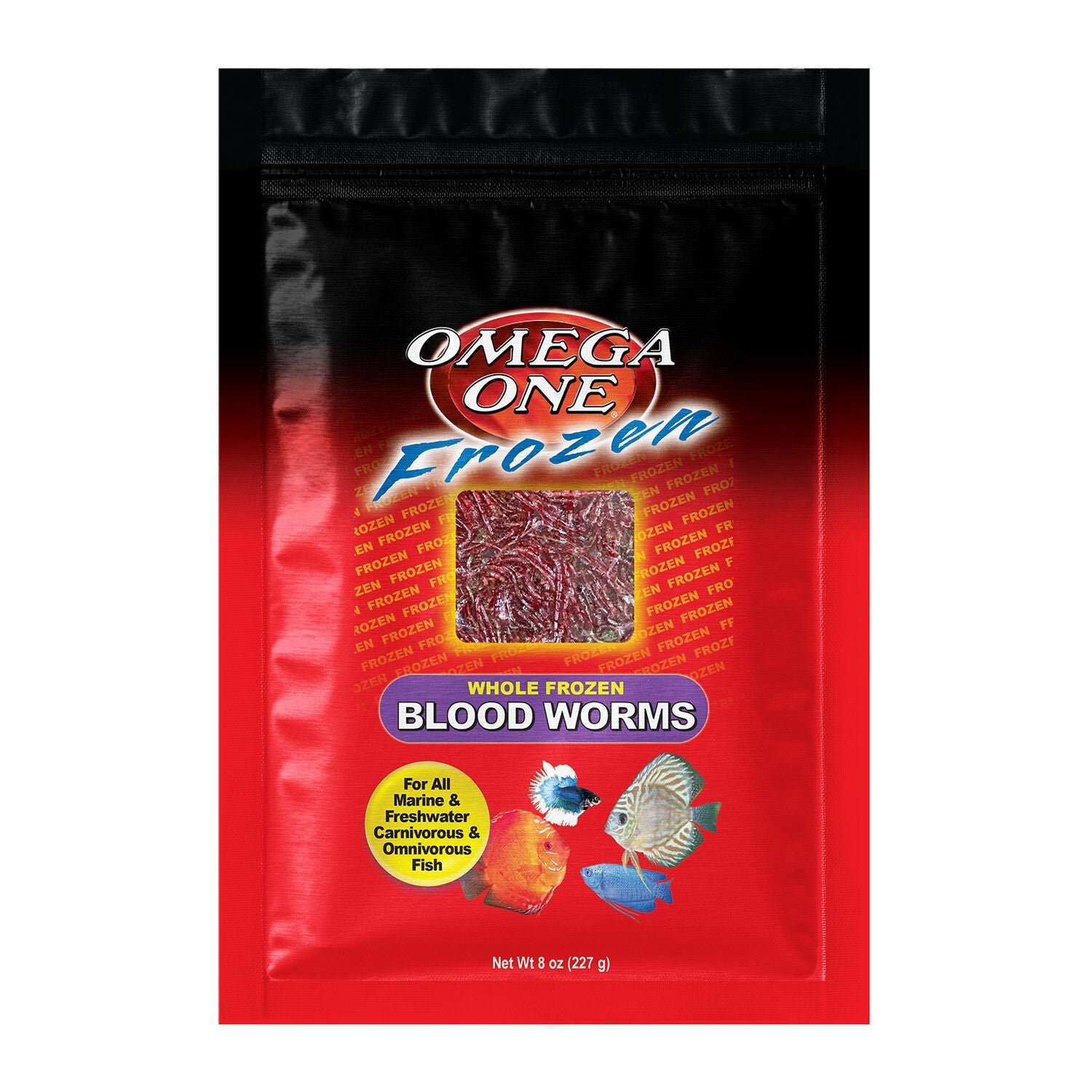 Omega One Whole Frozen Bloodworm Fish Food, 16-Oz