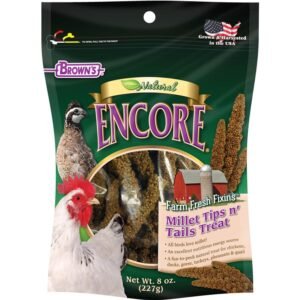 Brown's Encore Farm Fresh Fixins Millet Tips N Tails Treat For Chickens, Ducks, Geese, Turkeys, Pheasants & Quail