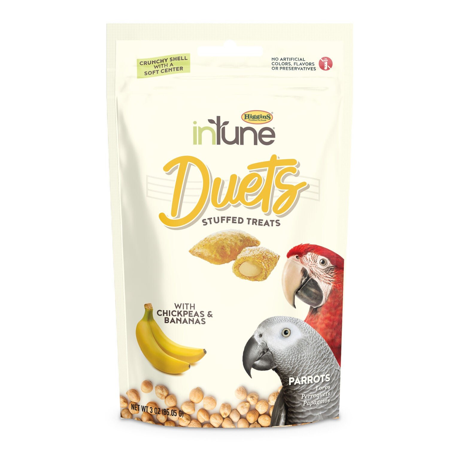 Higgins Intune Duets Chickpeas & Bananas Treats For Parrots & Macaws, 3Oz