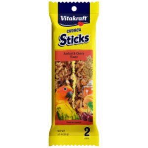 Vitakraft Crunch Sticks Triple-Baked Apricot & Cherry Flavor Parrot Treats, 5.5-Oz 2-Pack