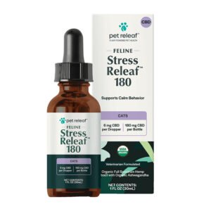 Pet Releaf Feline Stress Releaf Hemp Oil Organic 180 mg CBD w/ Ashwagandha & Catnip for Cats