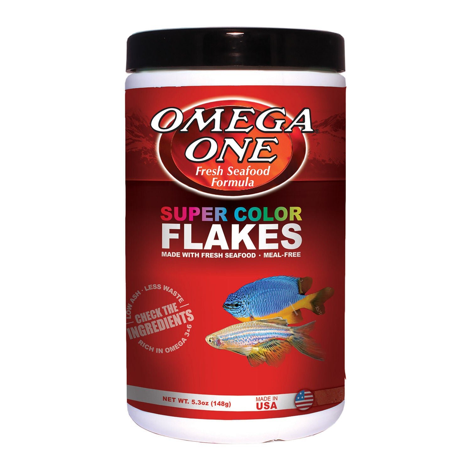 Omega One Super Color Flakes Fish Food, 5.3-Oz