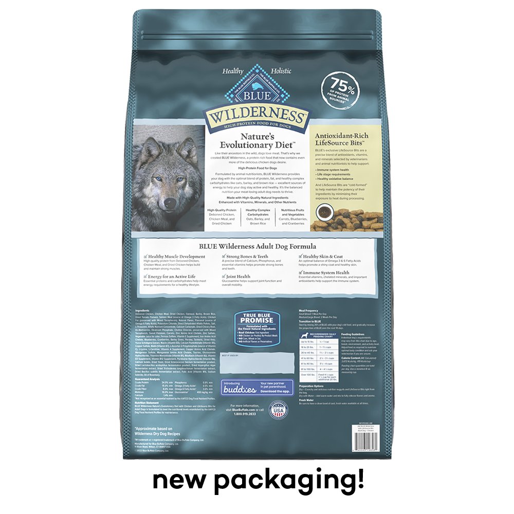 Blue Wilderness Nature's Evolutionary Diet w/ Chicken & Wholesome Grains Adult Dry Dog Food - Image 3
